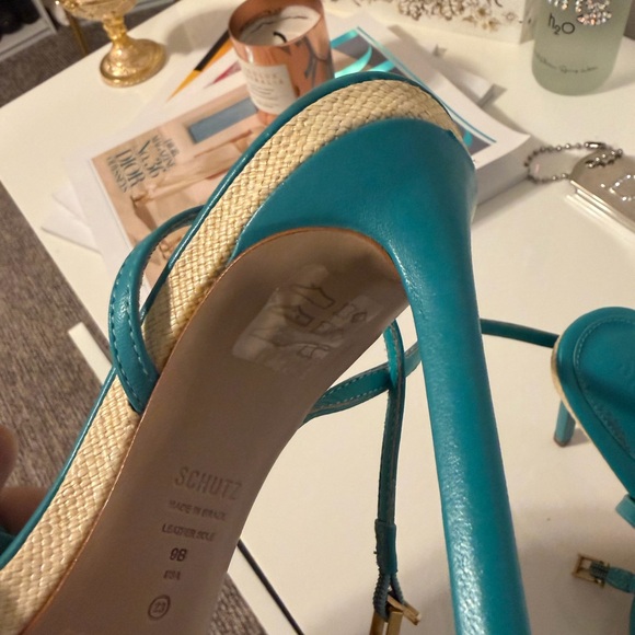 SCHUTZ Turquoise Knotted Heels - Picture 2 of 5
